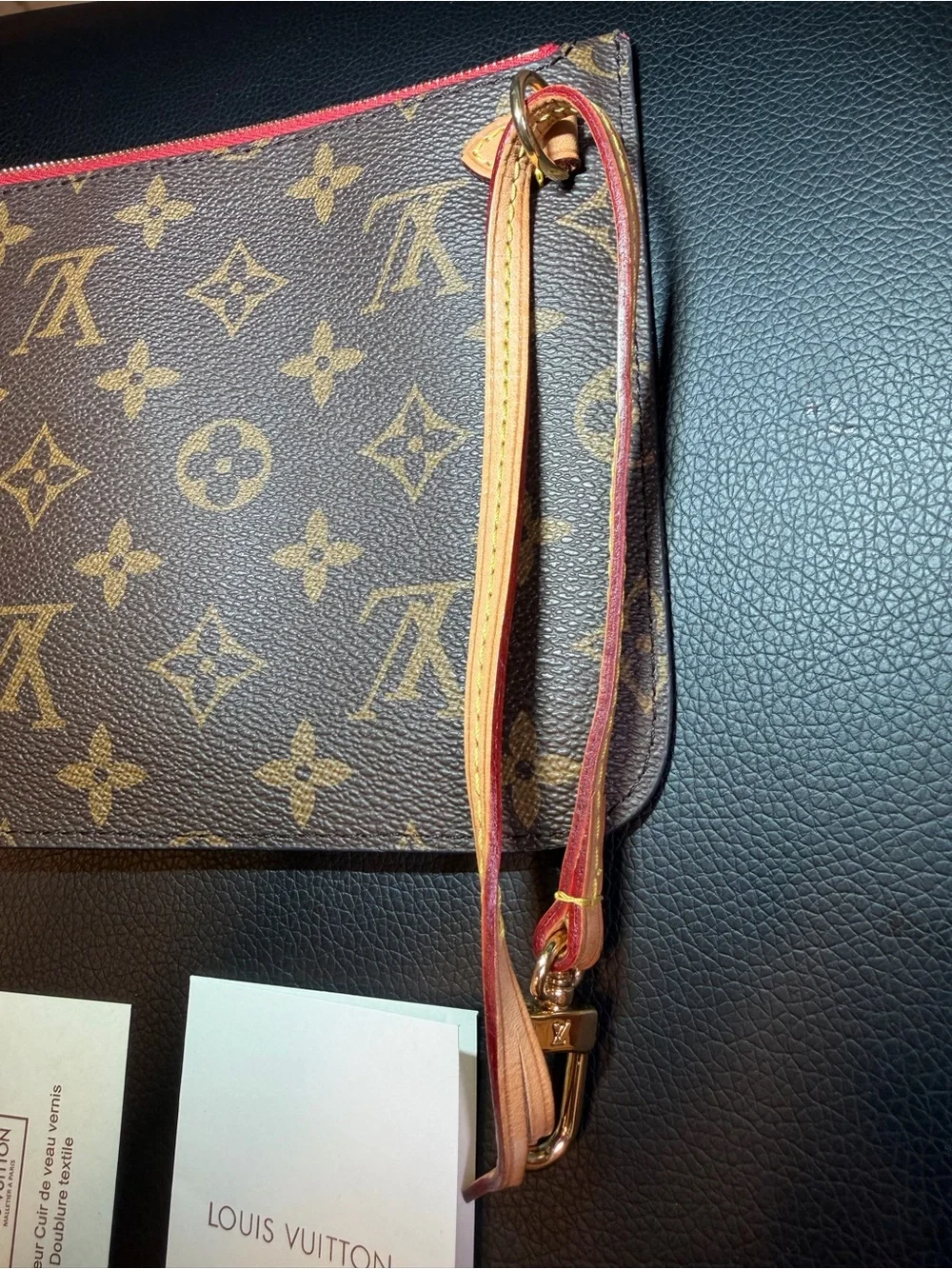 Louis Vuitton Neverfull Pochette Monogram Canvas Wristlet Pouch